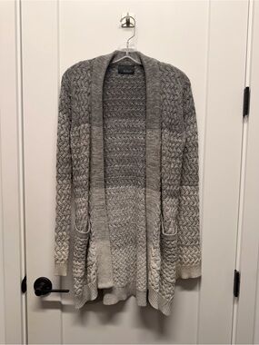 LINE Gray Open-Front Cable Knit Cardigan Sweater